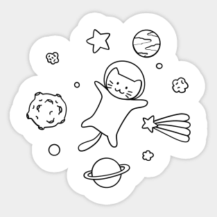 Happy Cat In Space Sticker